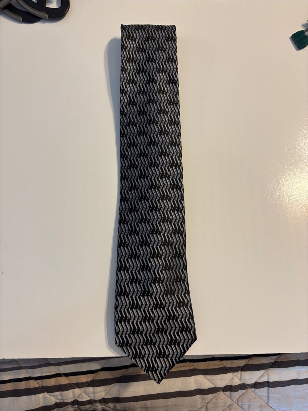Black and grey tie 100% polyester.